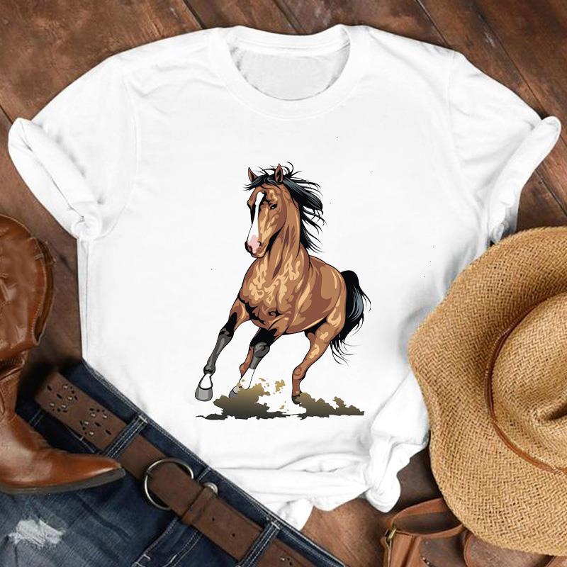 Cartoon Running Horse Pattern Womens T-shirt Fashion O-neck Female T-shirts Basic White T Shirts Summer Top Lady Tee Shirt, Color5
Cartoon Running Horse Pattern Womens T-shirt Fashion O-neck Female T-shirts Basic White T Shirts Summer Top Lady Tee Shirt, Color5