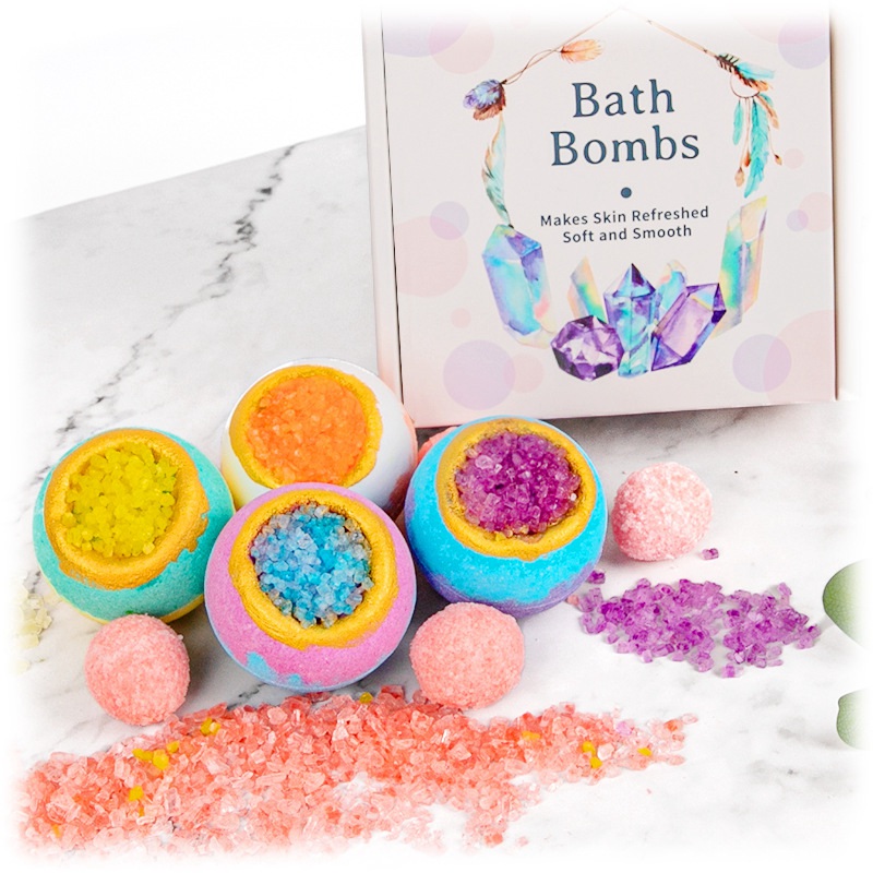

4 Balls/Set Plant Essential Oil Sea Salt Bath Bomb Explosion Bath Bombs Wholesale 100g/Ball Lavender Bubble Exfoliate Skin Care