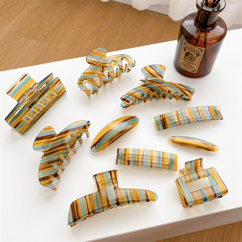 Mixed Size Stripe Arc Semicircle Square Hair Clamp Women Acetic Acid Geometric Keel Hair Claw Clip Medium Large Hairpins For Female Wash Ponytail Headdress
Mixed Size Stripe Arc Semicircle Square Hair Clamp Women Acetic Acid Geometric Keel Hair Claw Clip Medium Large Hairpins For Female Wash Ponytail Headdress