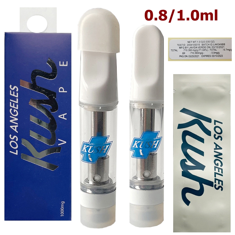 0.8ml LA Kush Vape Cartridges Packaging 1.0ML Oil Atomizers Dab Wax Cartridge E Cigarette Ceramic Glass Thick 510 Thread Carts Empty 10 Colors
0.8ml LA Kush Vape Cartridges Packaging 1.0ML Oil Atomizers Dab Wax Cartridge E Cigarette Ceramic Glass Thick 510 Thread Carts Empty 10 Colors