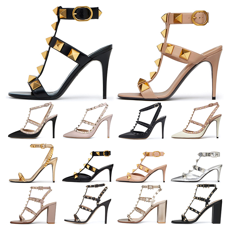 Designers high heel Pumps Dress Shoes Ankle Strap Roman Stud black nude sliver with Rivets womens stiletto chunky heels 6 8 10 CM pointed open toes, 23
Designers high heel Pumps Dress Shoes Ankle Strap Roman Stud black nude sliver with Rivets womens stiletto chunky heels 6 8 10 CM pointed open toes, 23
