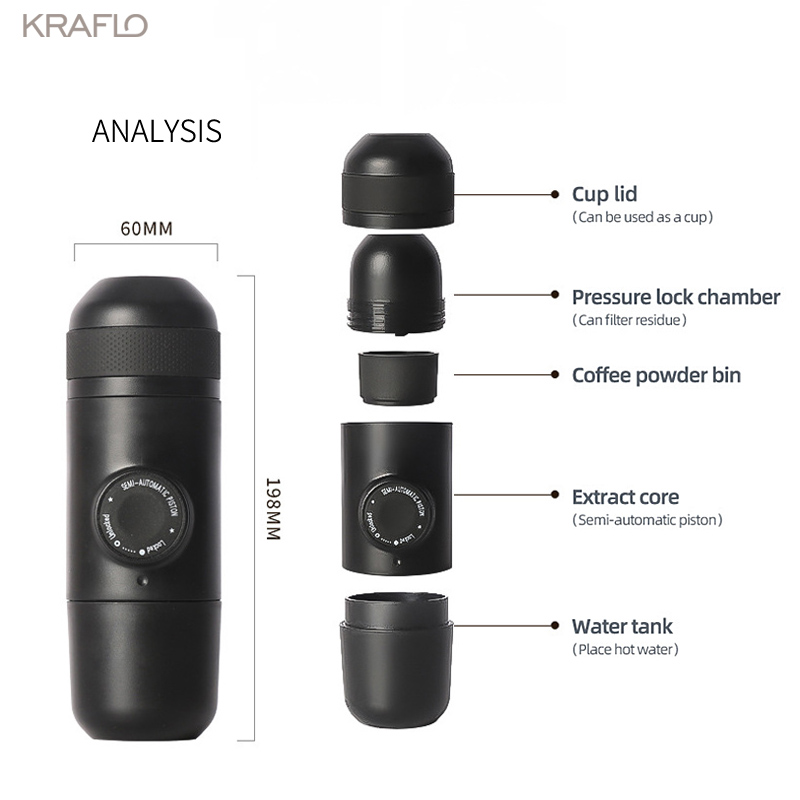 Factory direct sales coffee pot portable hand pressed coffee maker KRAFLO home Italian co-ffee machine