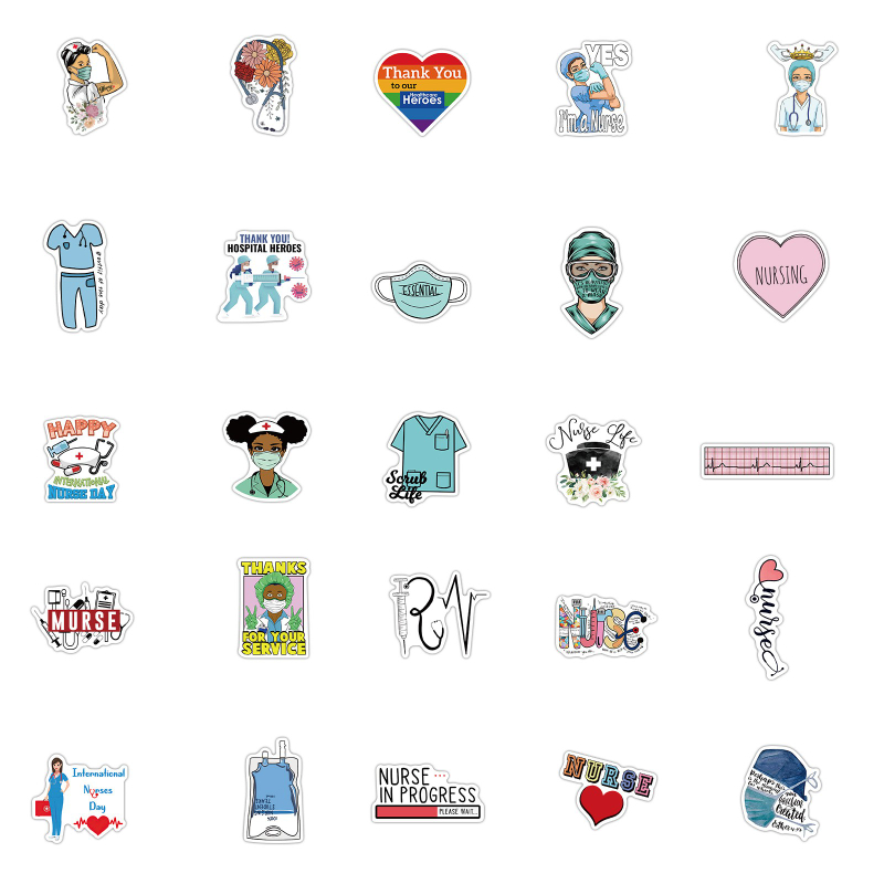 50Pcs/Lot International Nurses Day Sticker graffiti Stickers for DIY Luggage Laptop Skateboard Motorcycle Bicycle Stickers