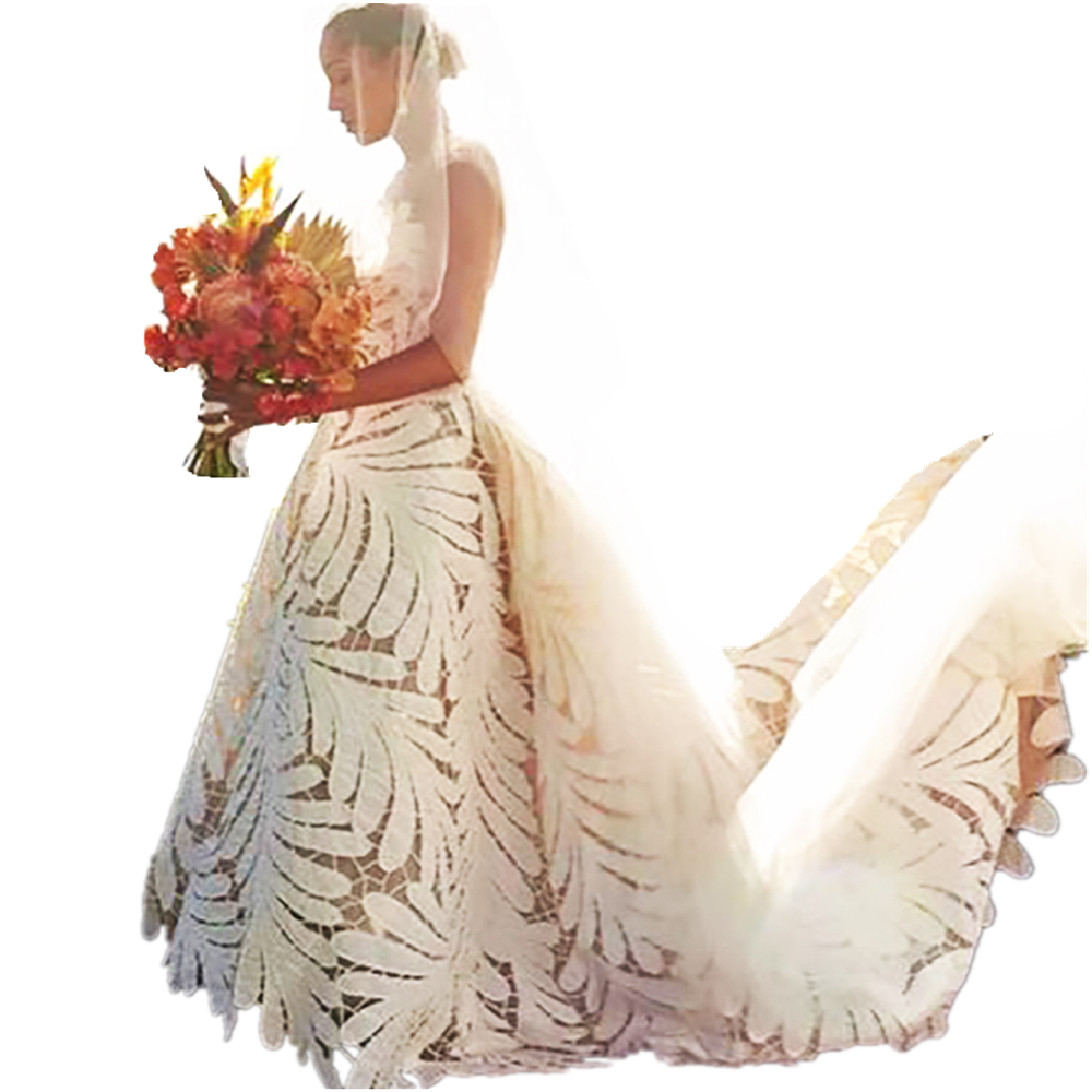 Vintage A-Line Country Lace Wedding Dress Long Train Ivory Bridal Gowns Back Corset Lace-Up Sweetheart Strapless Bohemian Robe De Mariage 2022