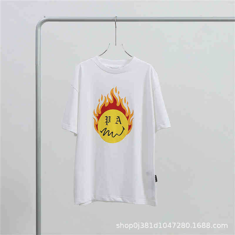European and American Trend Men T Shirt Plamangels Summer Tide Brand Flame Smiling Face Short Sleeve Loose Round Neck shirts and W, White
European and American Trend Men T Shirt Plamangels Summer Tide Brand Flame Smiling Face Short Sleeve Loose Round Neck shirts and W, White