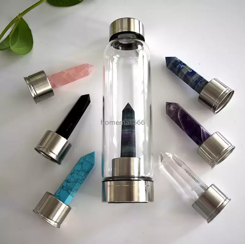 Natural Quartz Gemstone Glass Water Bottle Direct Drinking Cups Crystal Obelisk Wand Healing Wands Bottle With Rope Cup AA, As picture
Natural Quartz Gemstone Glass Water Bottle Direct Drinking Cups Crystal Obelisk Wand Healing Wands Bottle With Rope Cup AA, As picture