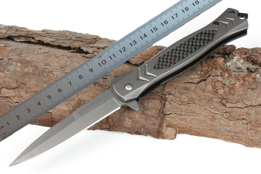High Quality FA53 Assisted Flipper Folding Knife 440C Gray Titanium Coating Blade Stainless Steel Handle EDC Pocket Knives With Retail Box
