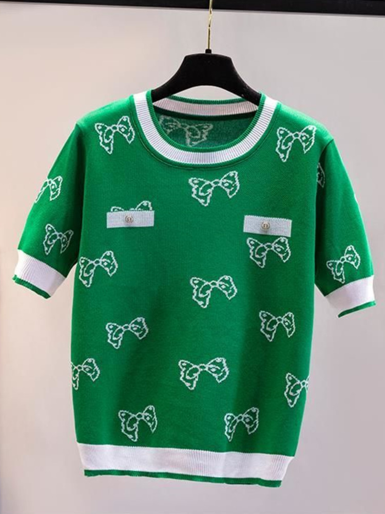 New Summer Korean Fashion Knit Sweater Women Short Sleeve Jacquard Round Neck Knitwear Top Casual Pulloverfemale Jumper, Green
New Summer Korean Fashion Knit Sweater Women Short Sleeve Jacquard Round Neck Knitwear Top Casual Pulloverfemale Jumper, Green