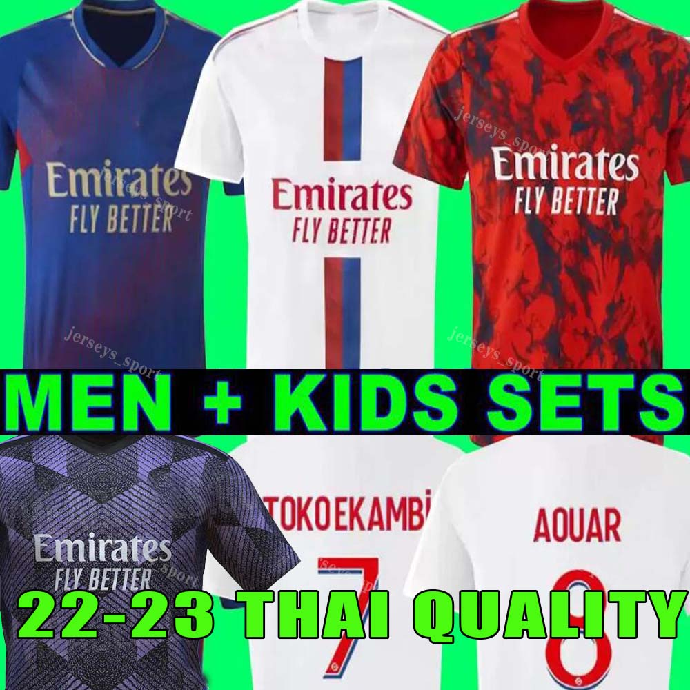 OL soccer jersey 22 23 Maillot Lyon home away 2022 2023 third 4TH digital fourth football shirt TOKO EKAMBI BRUNO G CHERKI AOUAR HOME KADEWER men kids kit uniforms
