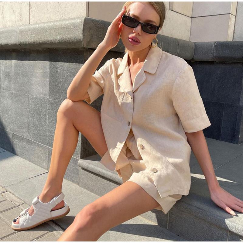 Women' Tracksuits Women Lounge Wear Shorts Set Short Sleeve Shirt Tops And Loose Mini Suit Two Piece Cotton Linen Summer TracksuitWomen, Khaki
Women' Tracksuits Women Lounge Wear Shorts Set Short Sleeve Shirt Tops And Loose Mini Suit Two Piece Cotton Linen Summer TracksuitWomen, Khaki