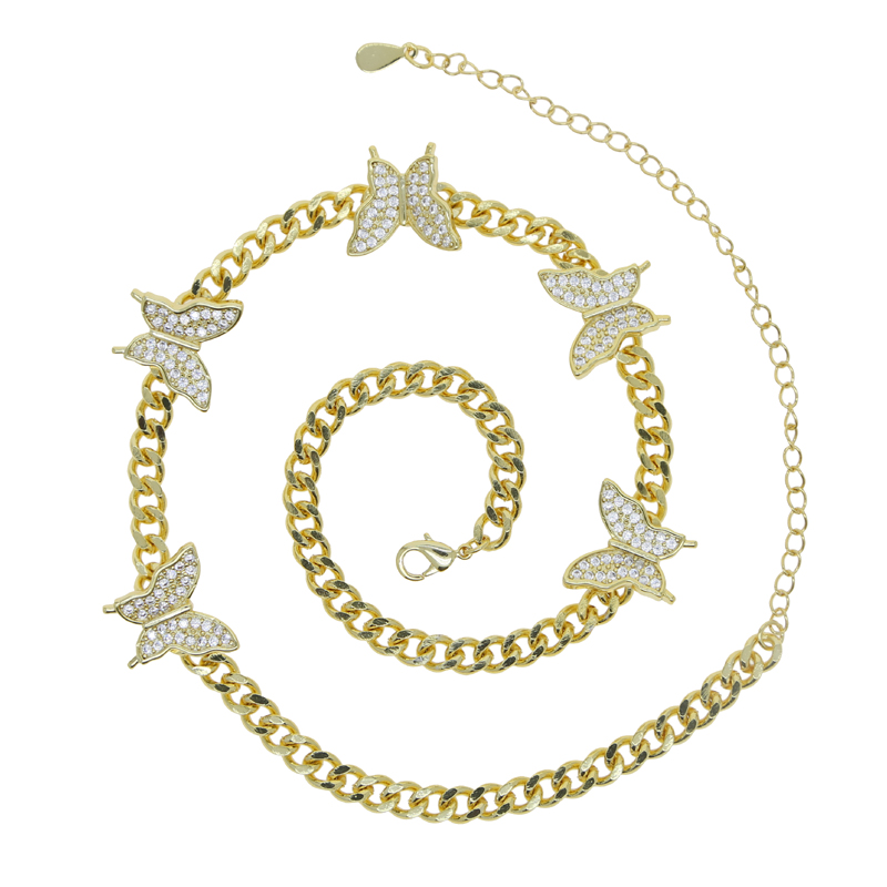 Wholesale New styles Butterfly Charm Choker Necklace Gold Silver plated Women Lady Statement Cuban Chain Necklaces Jewelry for Punk styles