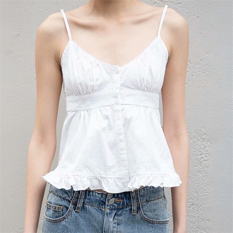 White Simple Cotton Camis Women Summer Sexy V Neck Sleeveless Ruffles Hem Tank Top Femme Vintage Casual Tops Chic 220318, Print
White Simple Cotton Camis Women Summer Sexy V Neck Sleeveless Ruffles Hem Tank Top Femme Vintage Casual Tops Chic 220318, Print