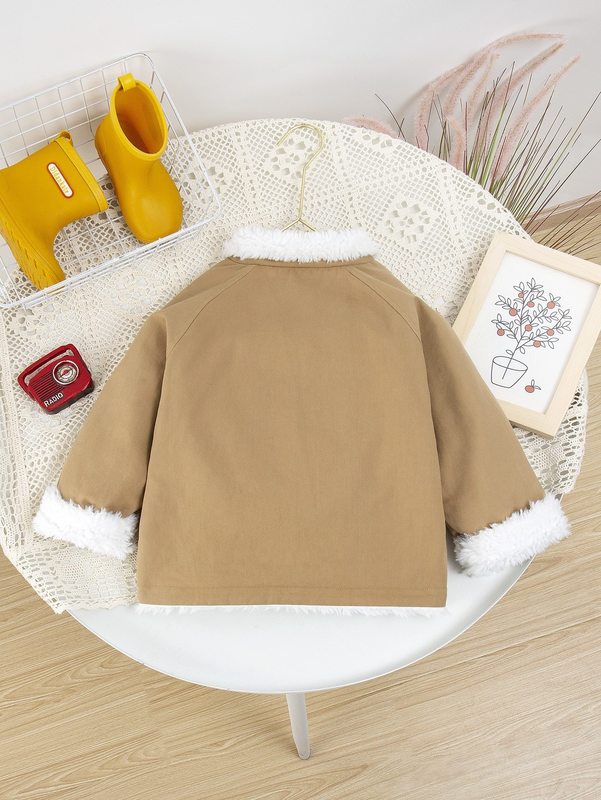 Toddler Boys Teddy Lined Raglan Sleeve Coat SHE