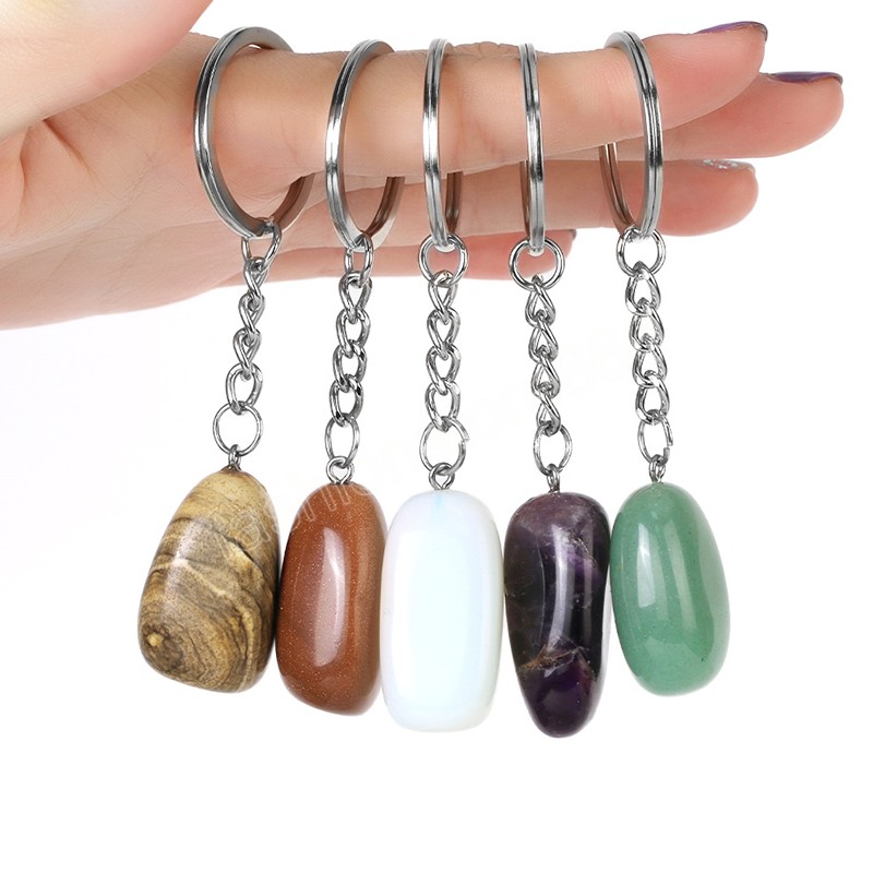 Natural Stone Keychain Irregular Crystals Keychains Pendant Wholesale Key Chains for Men Car Keys Ring Chain Holder