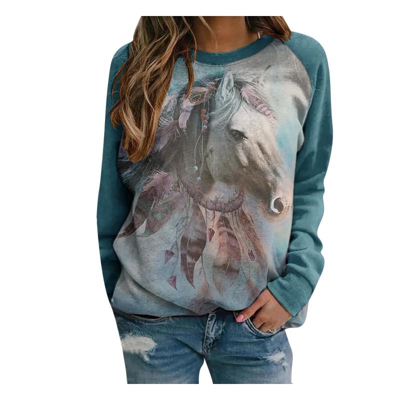 Women' Blouses & Shirts Vintage T Women Clothes Plus Size Long Sleeve 3D Horse Printed O-Neck Top Shirt Tshirt Camisas Mujer
Women' Blouses & Shirts Vintage T Women Clothes Plus Size Long Sleeve 3D Horse Printed O-Neck Top Shirt Tshirt Camisas Mujer