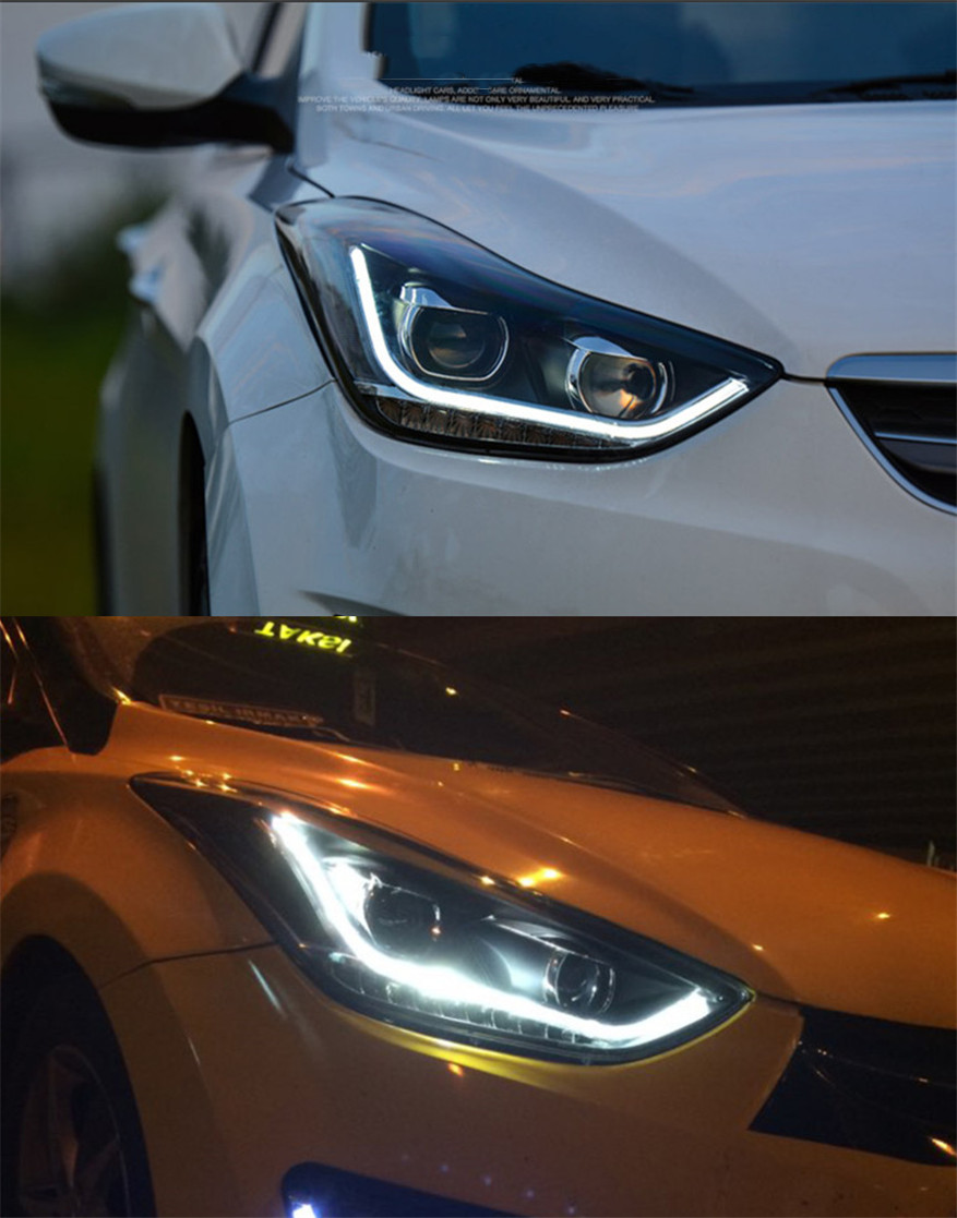LED Head Lights For Hyundai Elantra Front Headlights 20 11-20 16 Upgrade LED Daytime Light DRL Headlamp