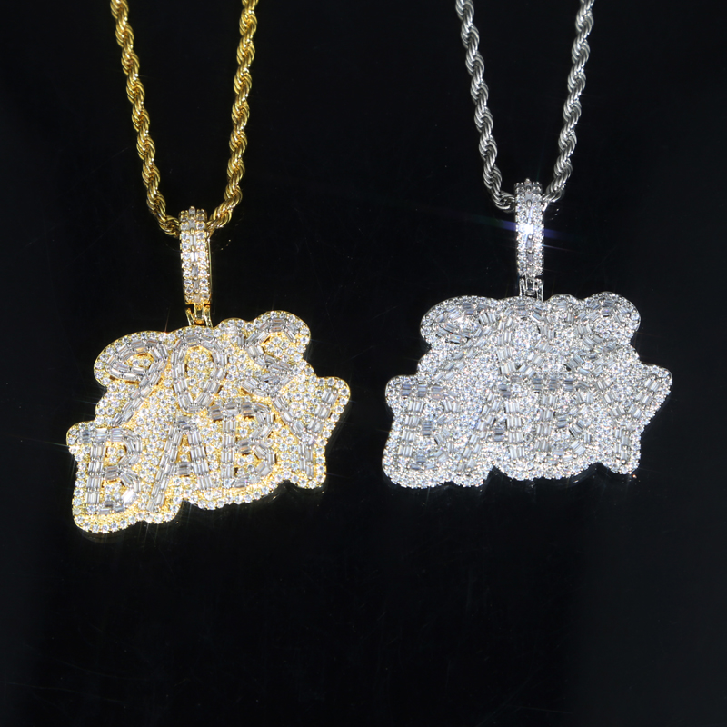 Men Women Hip Hop 90s Baby Pendant Necklace Iced Out Bling 5A Cubic Zirconia CZ Paved Fashion Charm Boy Cool Jewelry