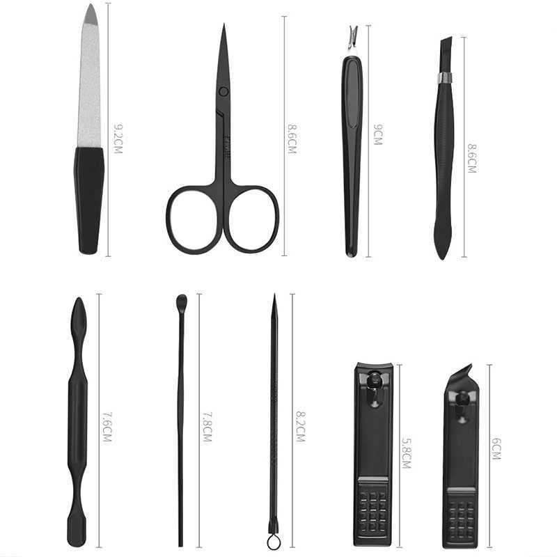 9pcs/set Nail Clippers Manicure Pedicure Set Portable Travel Stainless Steel Nail Cutter Tool Kit Fingernail Suit Gereedschapsset Voor Nagelknipper Wh