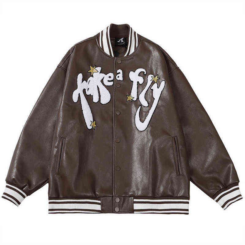 PU Leather Jacket Men Letter Embroidery Leather Sleeve Baseball Coat Hip Hop Outwear Couple Fashion Casual Loose Streetwear T220728, Black
PU Leather Jacket Men Letter Embroidery Leather Sleeve Baseball Coat Hip Hop Outwear Couple Fashion Casual Loose Streetwear T220728, Black
