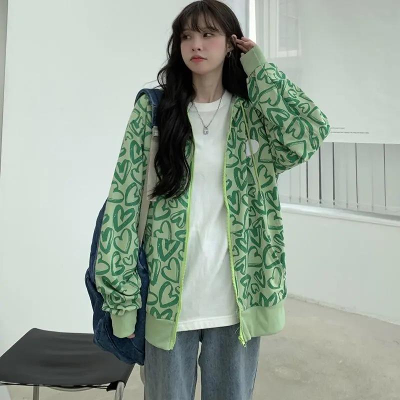 Women' Jackets Women Hoodies Jacket Y2k Harajuku Autumn Spring Zipper Fashion Love Hooded Sweatshirt Female Goth Punk Girls Coat Tops, Green
Women' Jackets Women Hoodies Jacket Y2k Harajuku Autumn Spring Zipper Fashion Love Hooded Sweatshirt Female Goth Punk Girls Coat Tops, Green