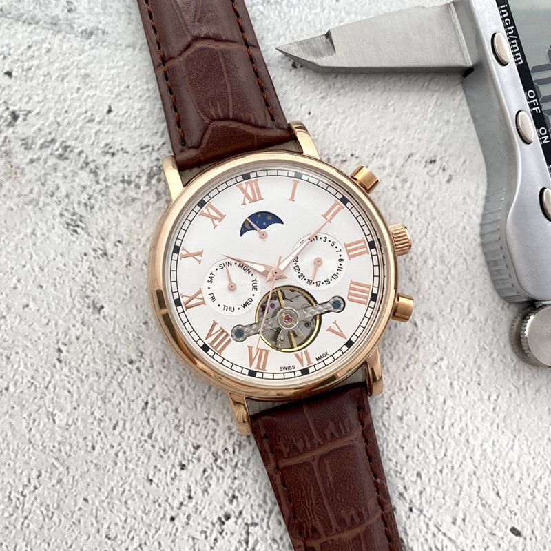2023 New luxury mens watches tourbillon automatic Mechanical watch designer high quality European Top luxury brand moon Phase leather strap Fashion Gift style
2023 New luxury mens watches tourbillon automatic Mechanical watch designer high quality European Top luxury brand moon Phase leather strap Fashion Gift style