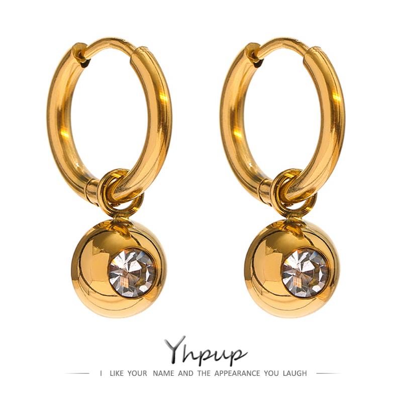 Hoop & Huggie Yhpup Round Bead Cubic Zirconia Earrings Stainless Steel Gold Color Fashion Jewelry For Women Gift 2022Hoop
Hoop & Huggie Yhpup Round Bead Cubic Zirconia Earrings Stainless Steel Gold Color Fashion Jewelry For Women Gift 2022Hoop