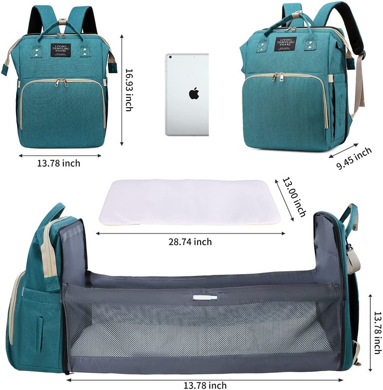 Usb Diaper Bag for Baby Boys Girls Diaper Bag Backpack with Changing Station with Foldable Travel Bed Large Capacity Waterproof 220514