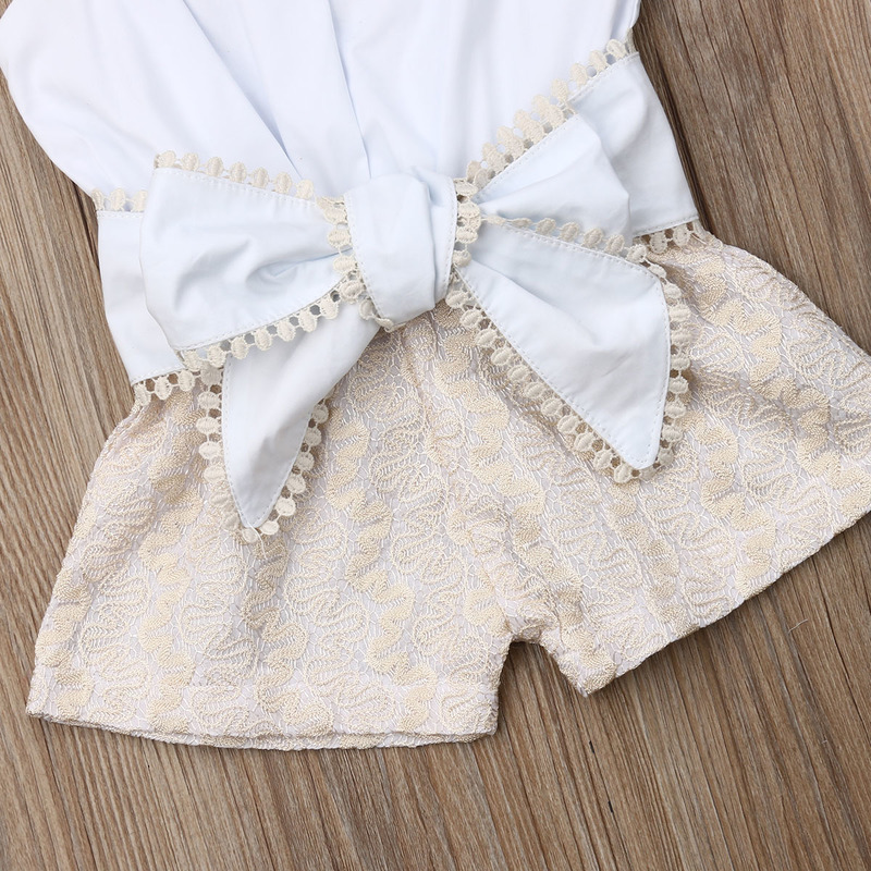 Citgeett Summer 14Years Sexy Toddler Kid Baby Girl Lace Sling Openwork Bow Rompers Top Outfit Fashion Clothes 220707