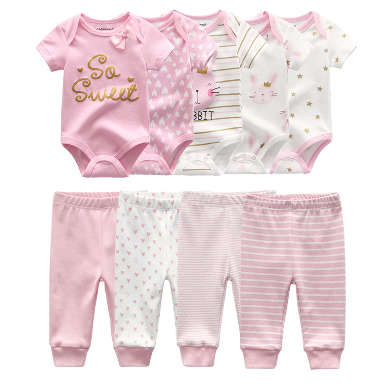 Solid Bodysuits+Pants Baby Boy Clothes Clothing Sets 0-12M Baby Girl Clothes Unisex born Girls Baby Cotton Roupa de 220425