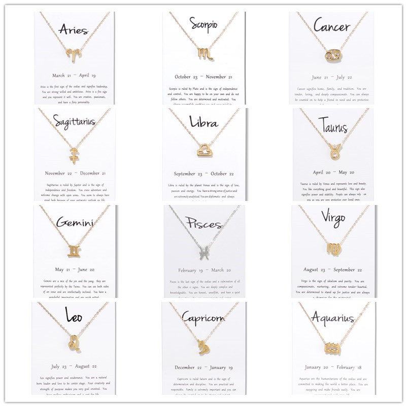Chinese Zodiac Signs Pendant Necklaces With Gift Card Men Women Twelve Constellation Gold Silver Chain Jewelry Necklace Accessories Bulk Price
Chinese Zodiac Signs Pendant Necklaces With Gift Card Men Women Twelve Constellation Gold Silver Chain Jewelry Necklace Accessories Bulk Price