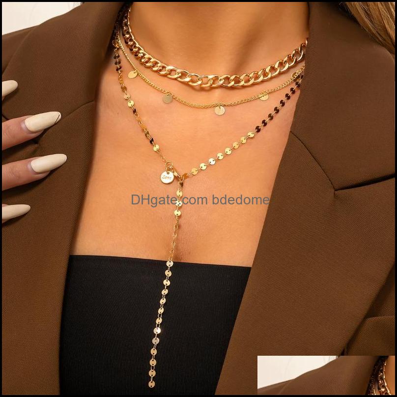 Pendant Necklaces Pendants Jewelry Punk Mtilayer Creative Statement Short Choker Necklace For Women Lo Dhsp9