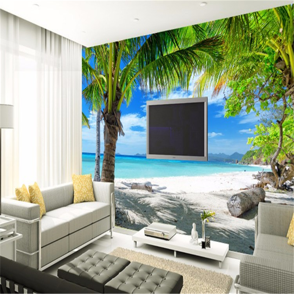 Large 3d wallpaper the landscape beach wallpapers for TV background wall paper the sitting room wallpaper for walls