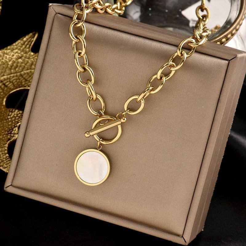 Pendant Necklaces Stainless Steel Necklace For Women 2022 Trendy Fashion Hip-Hop Thick Chain Disc OT Buckle Gold Color Neck Jewelry CollarPe
Pendant Necklaces Stainless Steel Necklace For Women 2022 Trendy Fashion Hip-Hop Thick Chain Disc OT Buckle Gold Color Neck Jewelry CollarPe