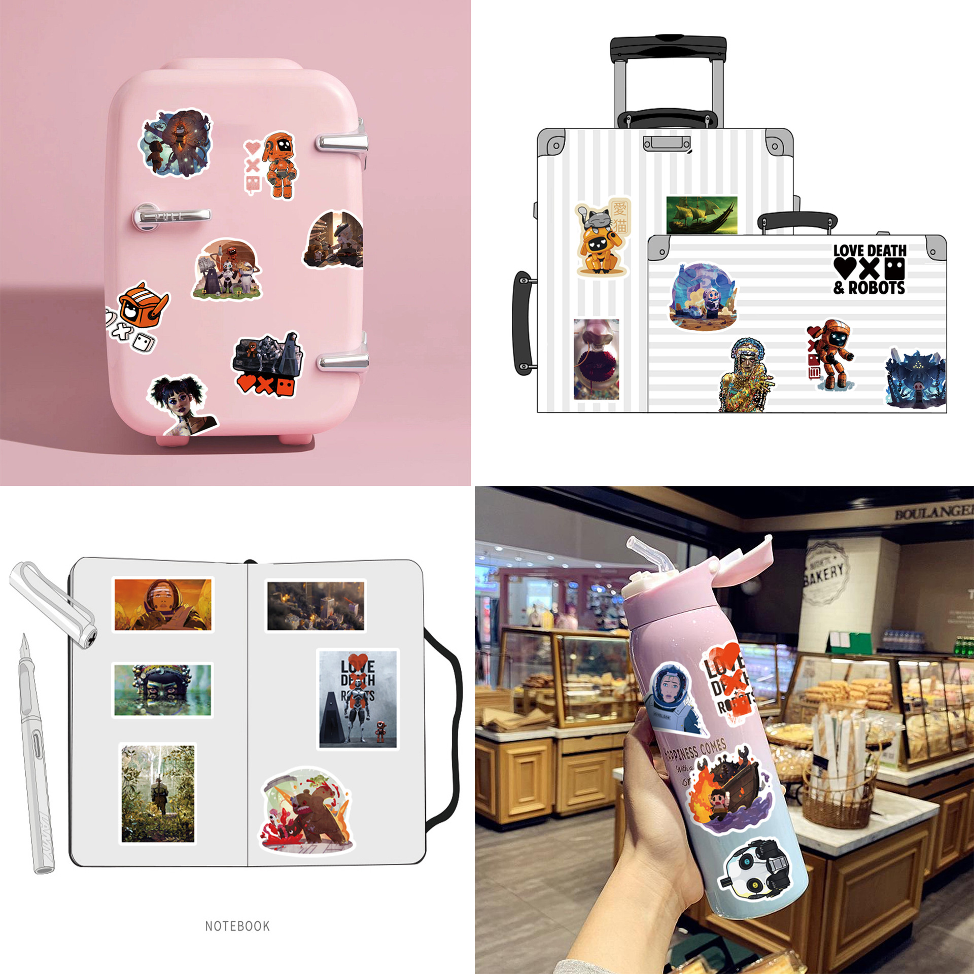 50pcs New Love Death And Robots Cartoon Graffiti Stickers Luggage Laptop Ipad Skateboard Guitar Car Sticker Wholesale