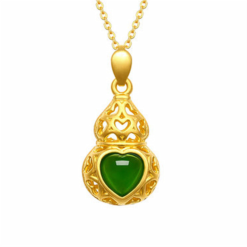 Fashion and exquisite sand gold pendant Hetian jade gold gourd pendant safe pendants gold inlaid jade auspicious wish pendant necklaces
Fashion and exquisite sand gold pendant Hetian jade gold gourd pendant safe pendants gold inlaid jade auspicious wish pendant necklaces