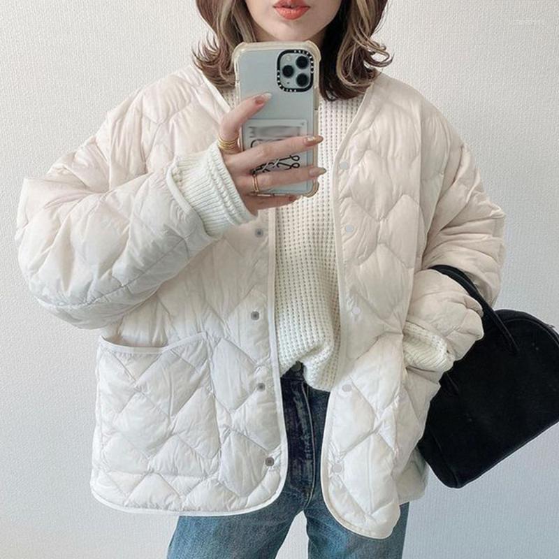 Women's Down & Parkas Long Sleeve Single-Breasted Loose Winter Jacket Cotton Clothes Pocket Casual Office Lady Simple Coat White Luci22
Women's Down & Parkas Long Sleeve Single-Breasted Loose Winter Jacket Cotton Clothes Pocket Casual Office Lady Simple Coat White Luci22