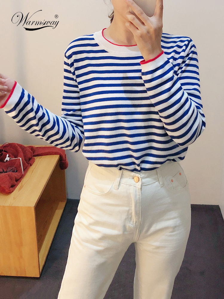 Sale Promotion ! Thin Knitted T Shirt Women Clothes Summer Woman Short Sleeve Tees Tops Striped Casual T-Shirt Female B-019 220321