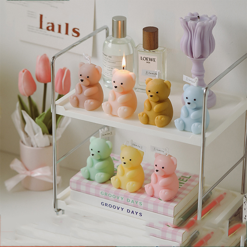 Children's birthday candles cartoon little bear scented candle creative cute aromatherapy handmade candle cake decor candle
