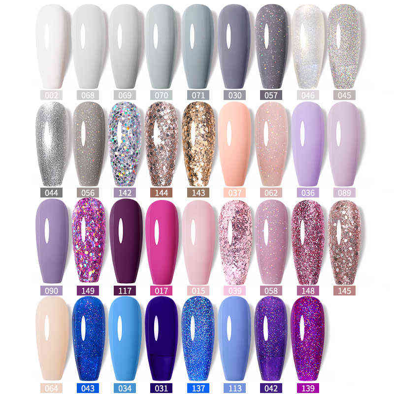 NXY Nail Gel 7 5ml Polish Light Blue Gray Glitter Sequins Color Soak Off Uv Led Varnish for Art 0328