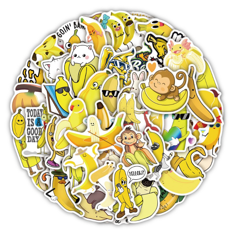 60pcs Animal Cute Banana fruit Stickers For Laptop Stationery Suitcase Ipad Graffiti Sticker Scrapbooking Material Craft Supplies