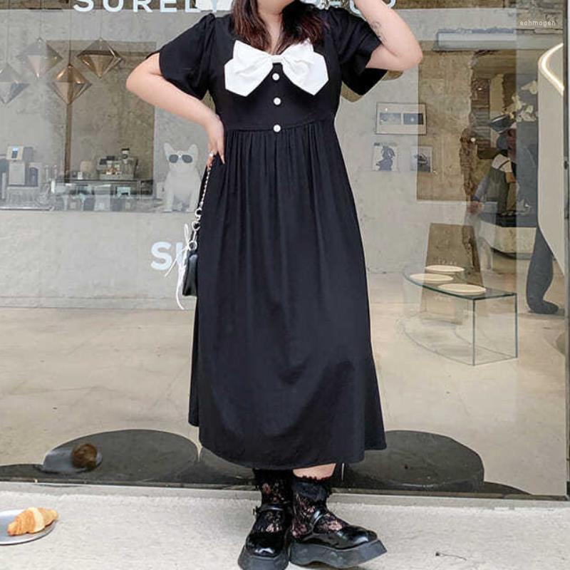 Plus Size Dresses HOUZHOU Black Dress Women Summer Kawaii Bow Preppy Style Puff Sleeve Sundress Loose Sweet Elegant Vintage Midi Echm22
Plus Size Dresses HOUZHOU Black Dress Women Summer Kawaii Bow Preppy Style Puff Sleeve Sundress Loose Sweet Elegant Vintage Midi Echm22