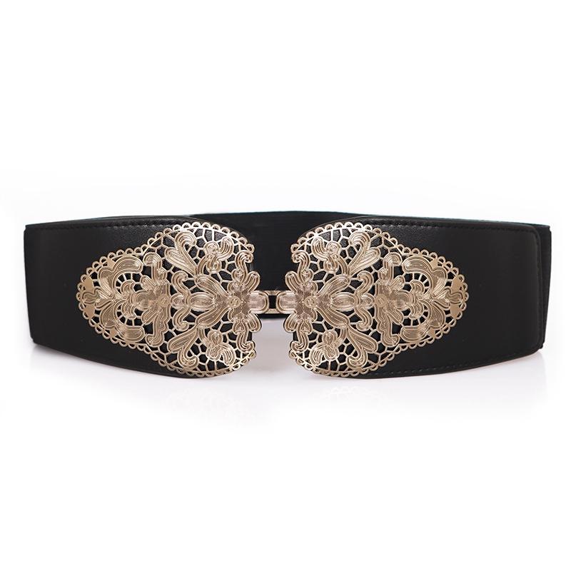 Belts Woman Fashion Faux Leather Belt Elastic Female Overcoat Wide Waist Seal Gold Leaf Hollow Buckle Waistbands For Women Accessories, Black;brown
Belts Woman Fashion Faux Leather Belt Elastic Female Overcoat Wide Waist Seal Gold Leaf Hollow Buckle Waistbands For Women Accessories, Black;brown