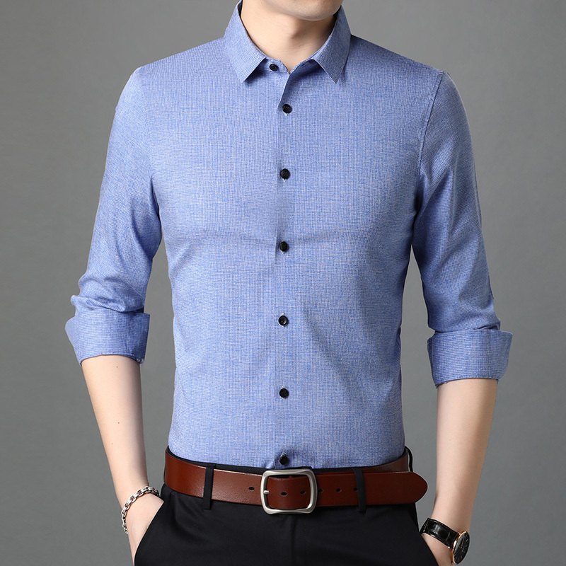spring and autumn shirt men's solid color long-sleeved business casual wild fashion clothes 17 220322