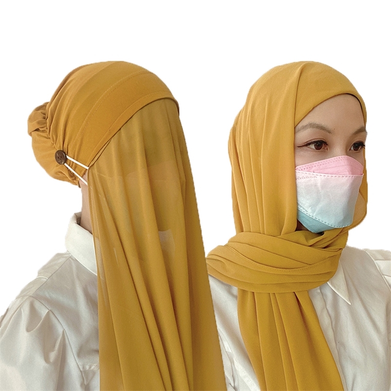 Design Easy Wear Masks Stretch Hijab Instant Scarf Women Bonnet With Chiffon Shawl Buttons Cover Headwrap Turbante 220704
Design Easy Wear Masks Stretch Hijab Instant Scarf Women Bonnet With Chiffon Shawl Buttons Cover Headwrap Turbante 220704