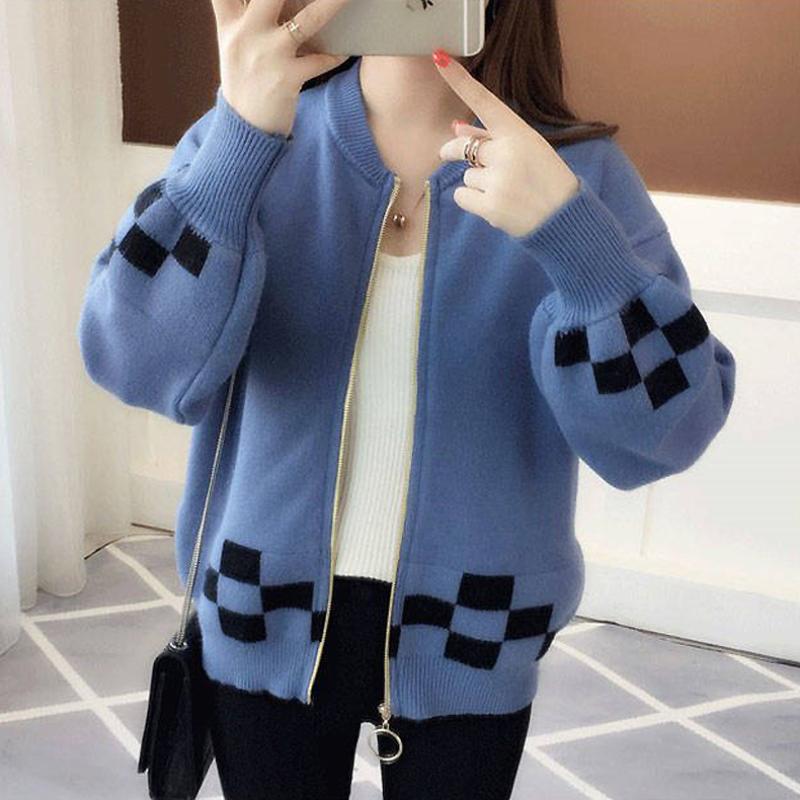 Women's Knits & Tees Spring And Autumn Women's Lantern Sleeve Zipper Knitted Cardigan Korean Version Of Color Matching Round NeckSweater, Blue
Women's Knits & Tees Spring And Autumn Women's Lantern Sleeve Zipper Knitted Cardigan Korean Version Of Color Matching Round NeckSweater, Blue