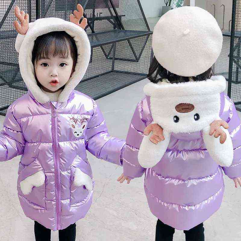 2 3 4 5 6 7 Year Girls Long Winter Down Jacket Cute Elk Christmas Jackets For Girls Parka Hooded Children Waterproof Outerwear J220718
