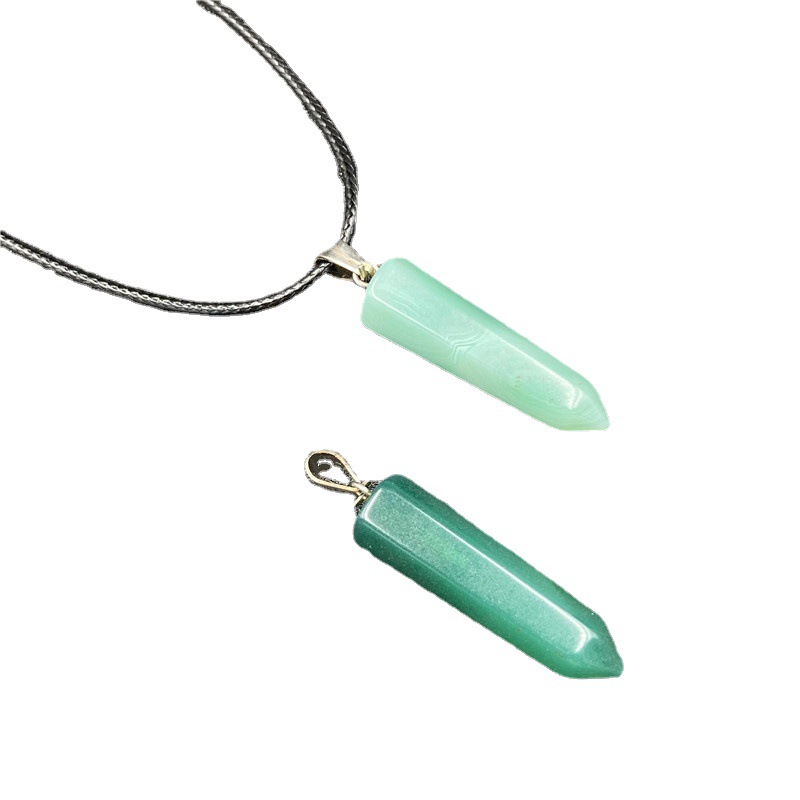Stripe Agate Necklaces Chakra Reiki Healing Hexagon Prism Crystal Pendant Pendulum Necklace for women jewelry