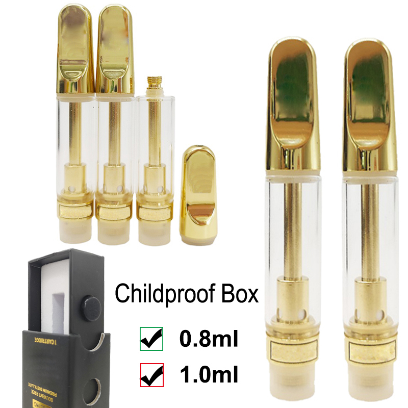 West Logo Gold Carts Empty Vape Pen Cartridges Vaporizer 1ml 0.8ml Glass Tanks Ceramic Coil 510 Thread Thick Oil Cartridge with Childproof Packaging Boxes
West Logo Gold Carts Empty Vape Pen Cartridges Vaporizer 1ml 0.8ml Glass Tanks Ceramic Coil 510 Thread Thick Oil Cartridge with Childproof Packaging Boxes