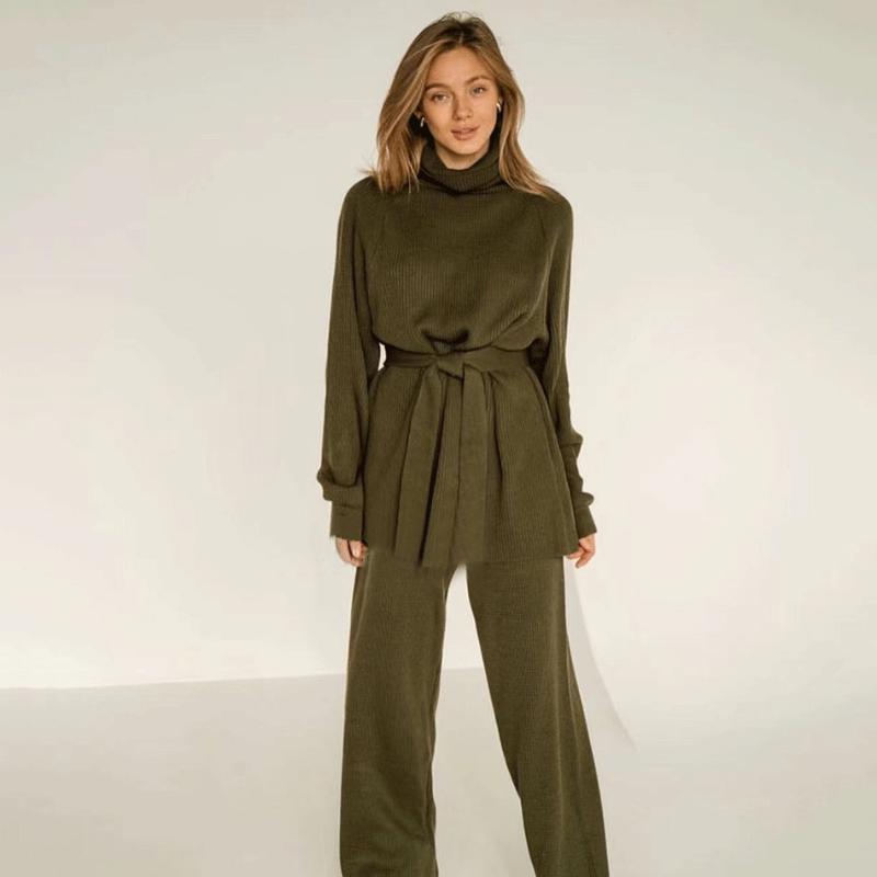 Women' Two Piece Pants Fall Turtleneck Loose Knit Suit Women' Casual Long Sleeve Belt Lace Pullover & Straight Two-piece SetWomen, Black
Women' Two Piece Pants Fall Turtleneck Loose Knit Suit Women' Casual Long Sleeve Belt Lace Pullover & Straight Two-piece SetWomen, Black