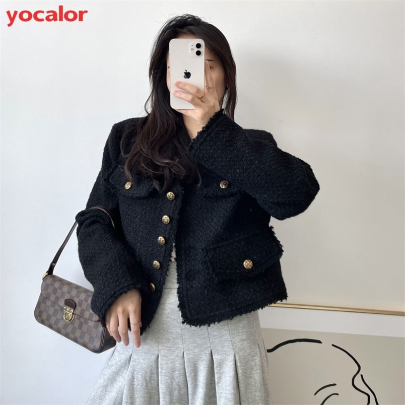 Korean Female Tweed Basic Jacket Coat Women Spring Designer Jackets Clothing Outerwear Coats Channel Style Suit Kawaii OL 220815, Black
Korean Female Tweed Basic Jacket Coat Women Spring Designer Jackets Clothing Outerwear Coats Channel Style Suit Kawaii OL 220815, Black